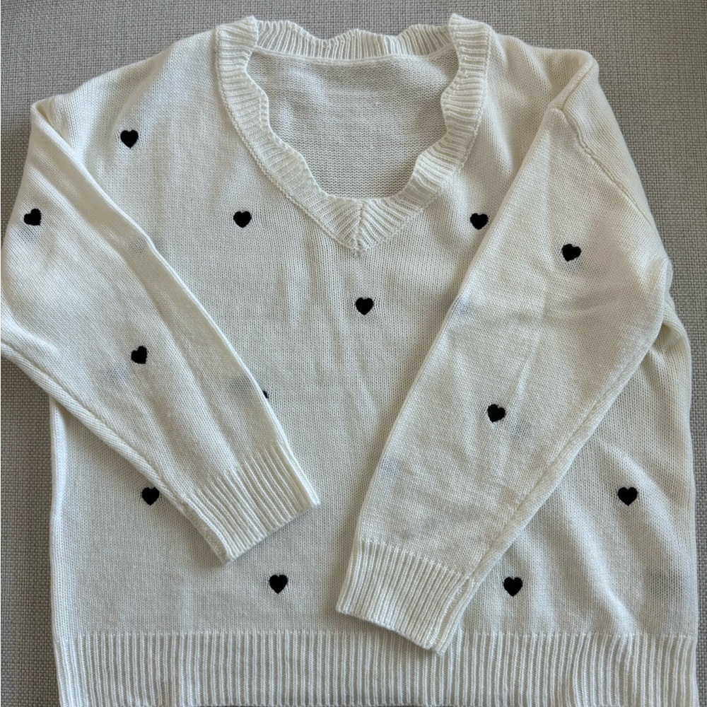 SHEIN Scalloped-neck Sweater